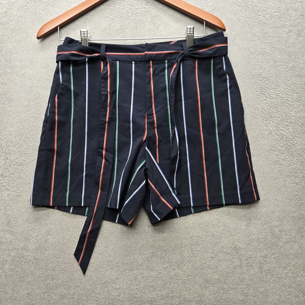 Banana Republic Women Shorts 4 Navy Striped Paperbag 5" Inseam NWT